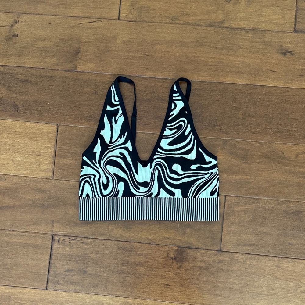 Garage Black and White Swirl Crop Top